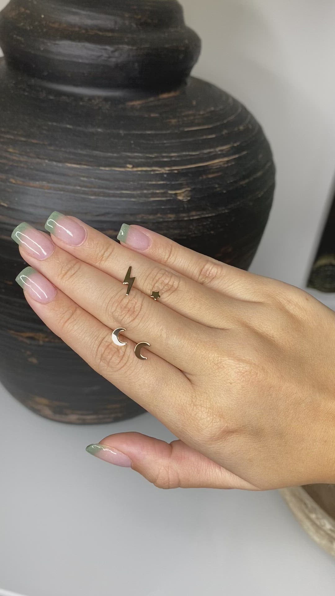 14K Lightning Bolt Studs